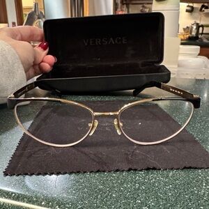 Versace Women's Gold Frame Glasses with Black Temples